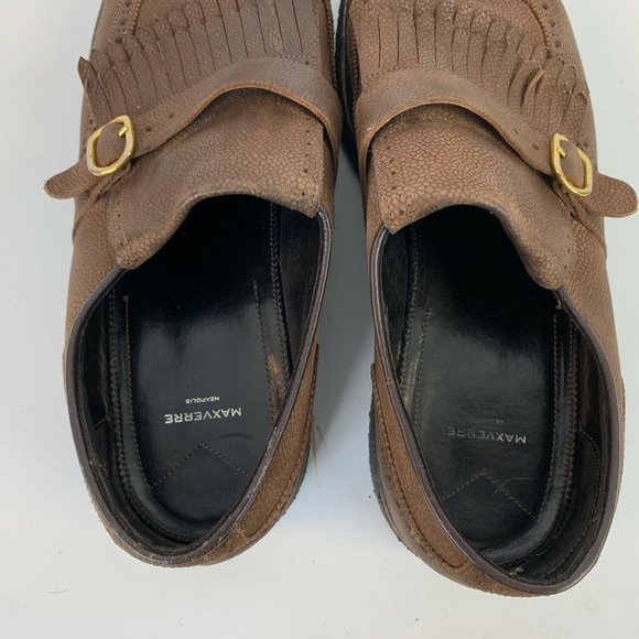 Max Verre Neapolis Leather Tassel Loafers Shoes Brown Size Euro 44.5 US 10.5